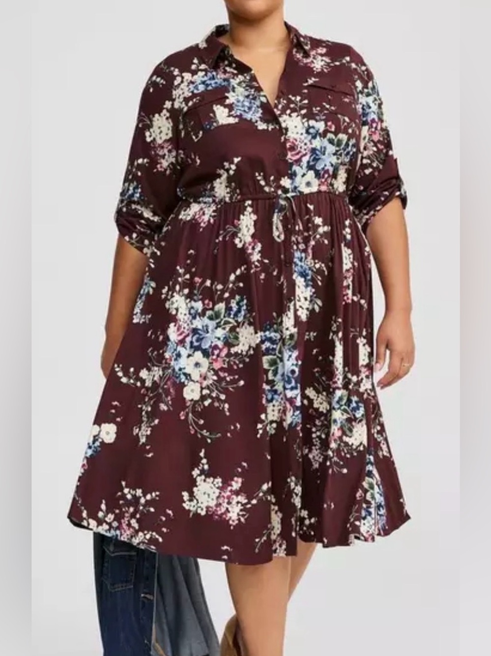 Torrid Midi Challis Shirt Dress